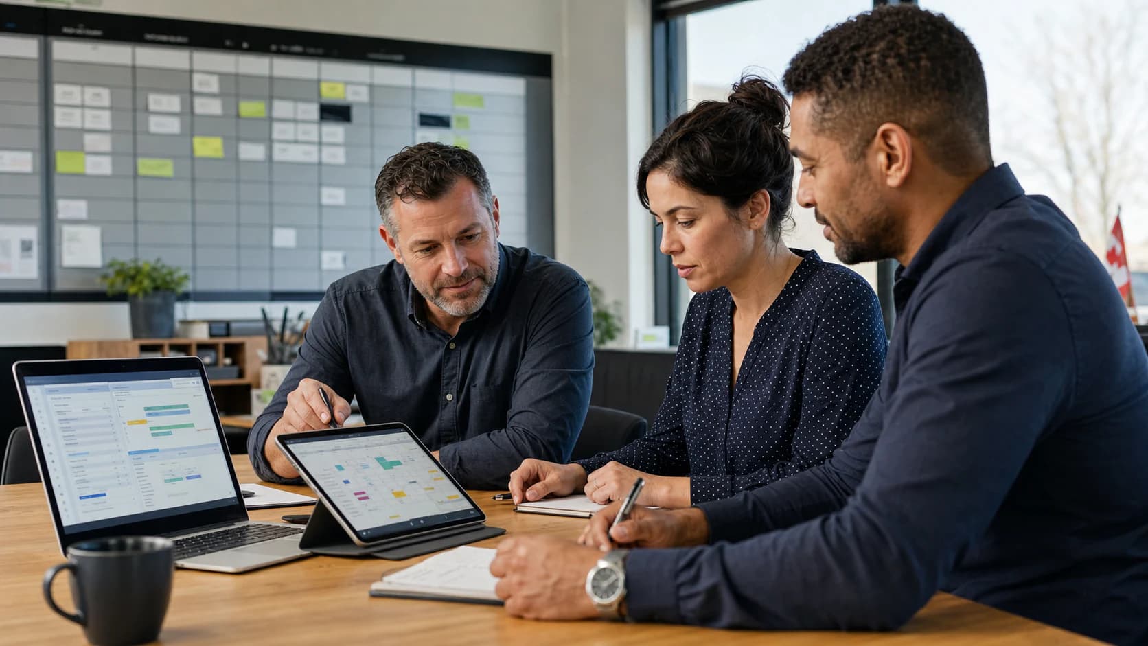 Representative operations team using a CRM and scheduling workflow for customer enquiries