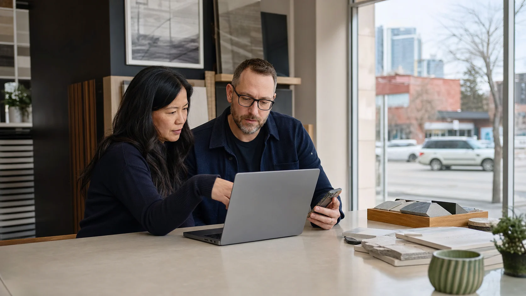Representative Calgary local SEO consultation reviewing a business website and customer discovery journey